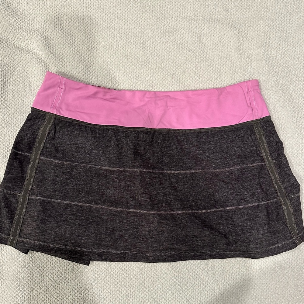 Lululemon Pace Rival Skirt, sz 8 Heathered Grey/Pink